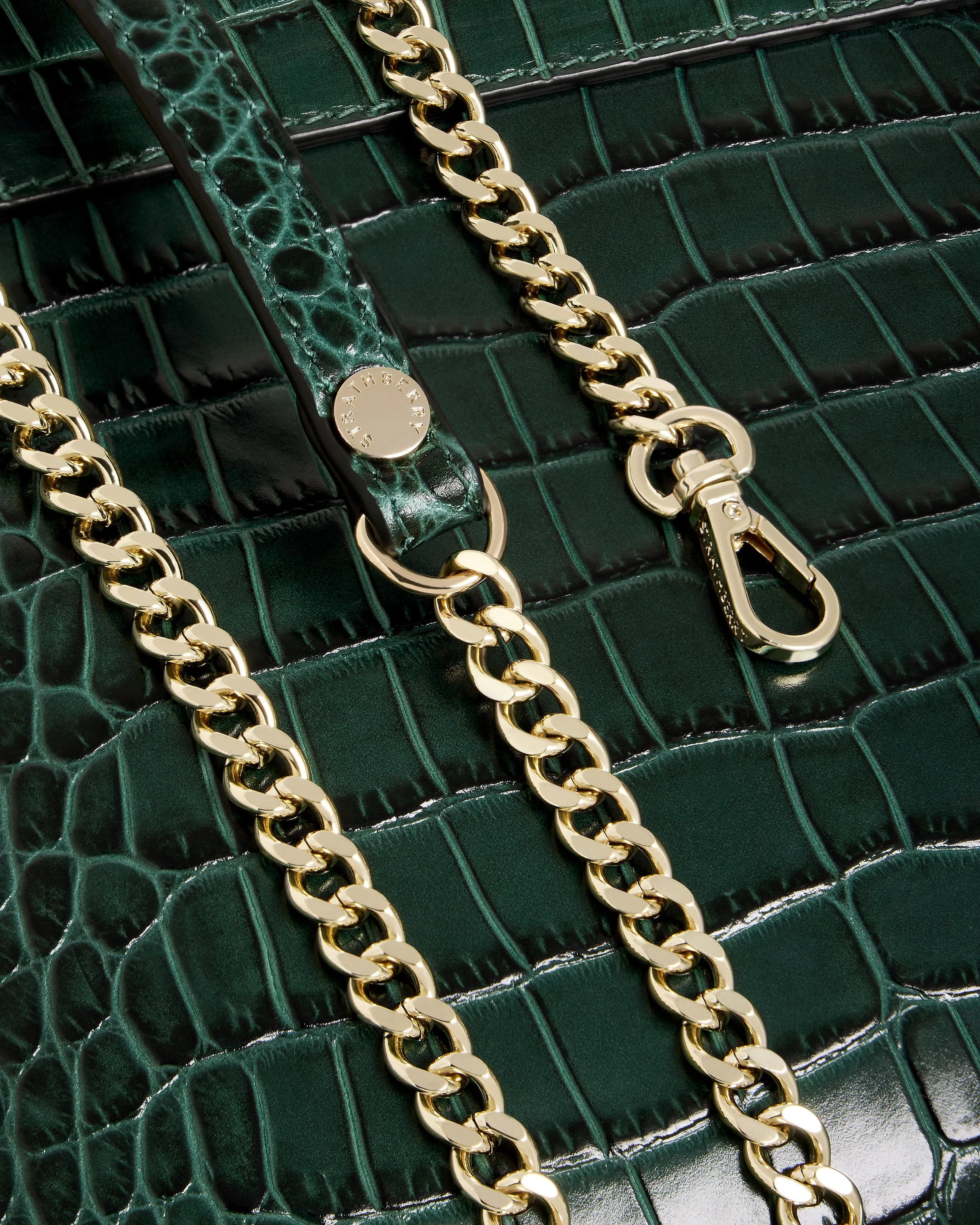 Stylist - Croc-Embossed Leather Bottle Green