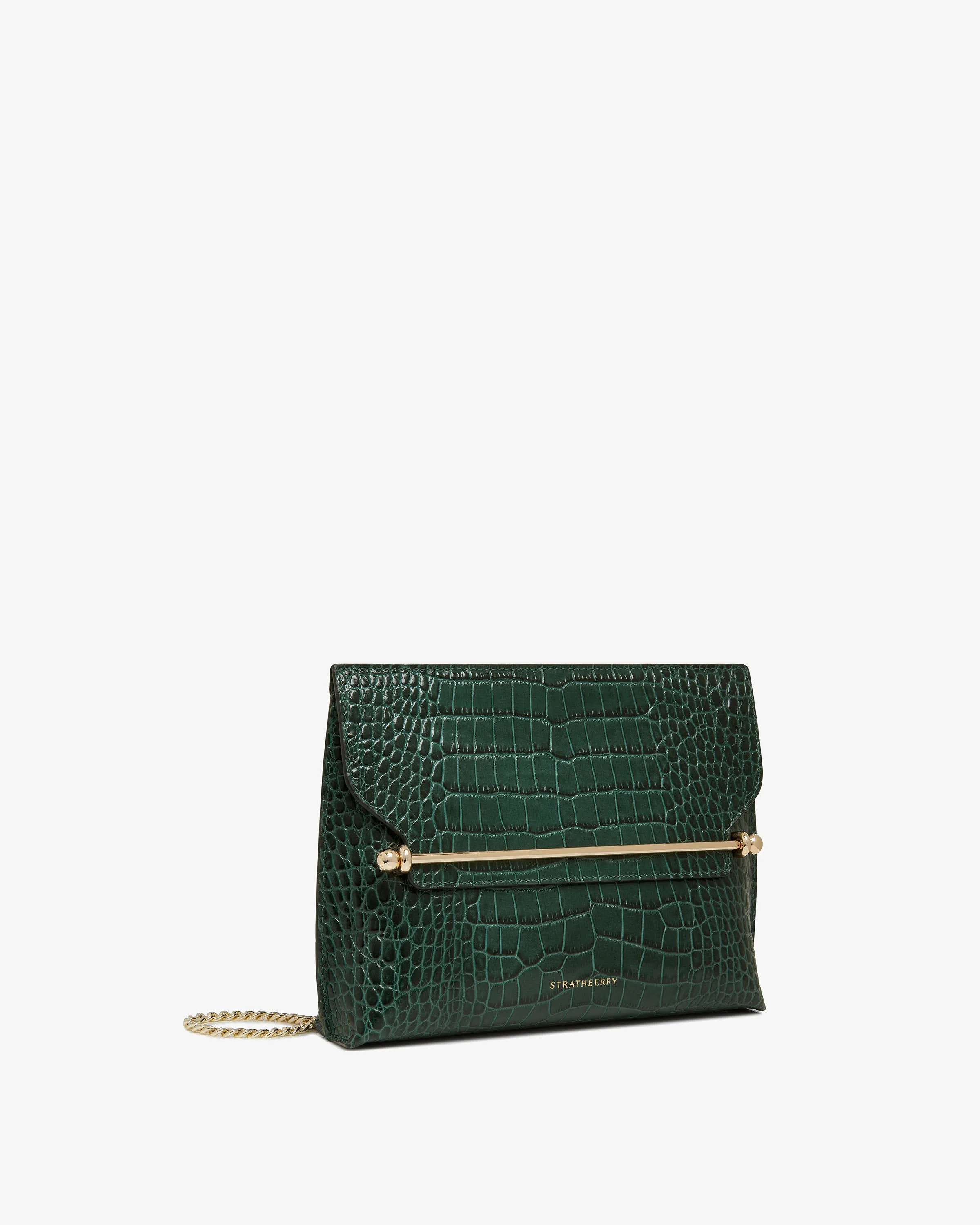 Stylist - Croc-Embossed Leather Bottle Green