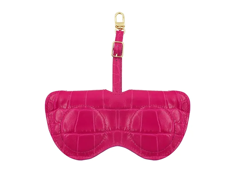 Sunglasses Holder Orinoco 'Croc' Print Calf Leather - Fuchsia