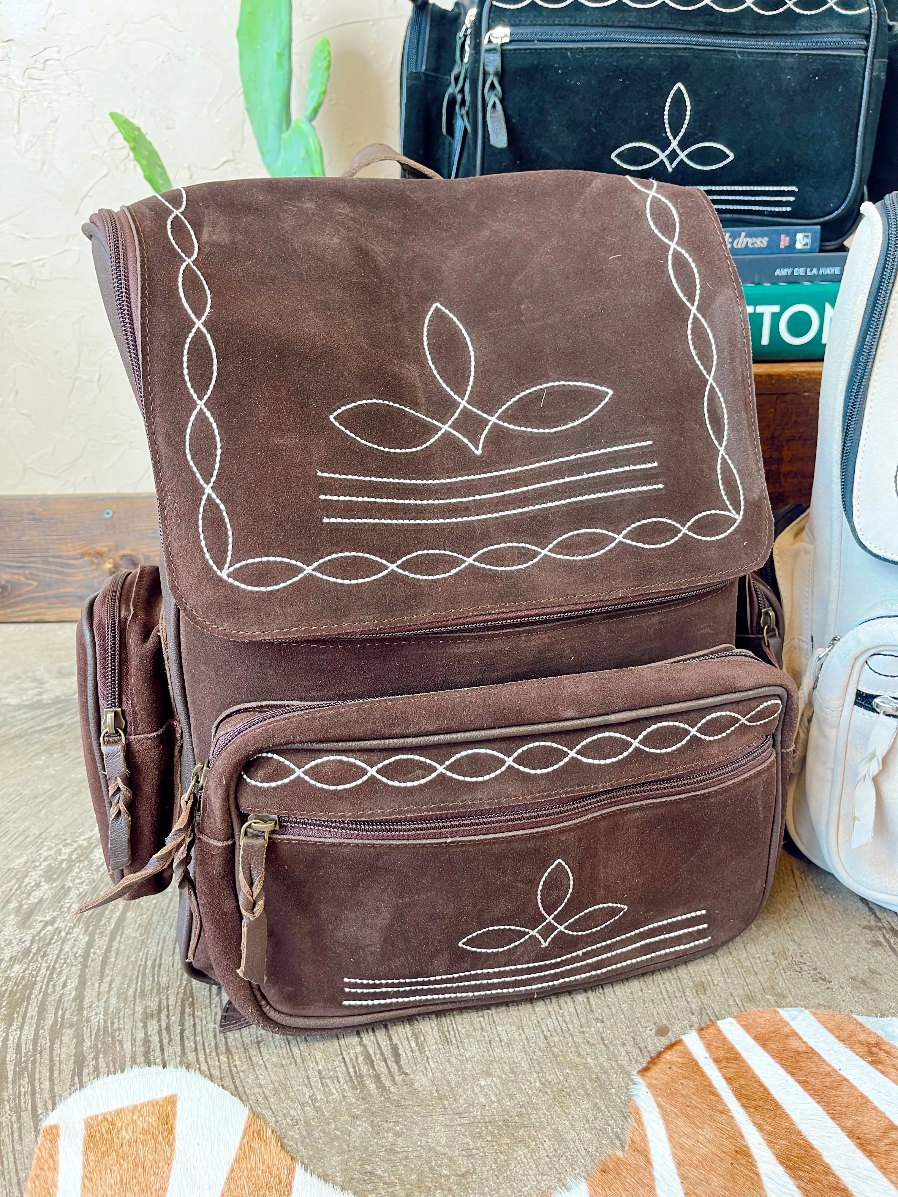 The Western Boot Stitch Backpack-Chocolate