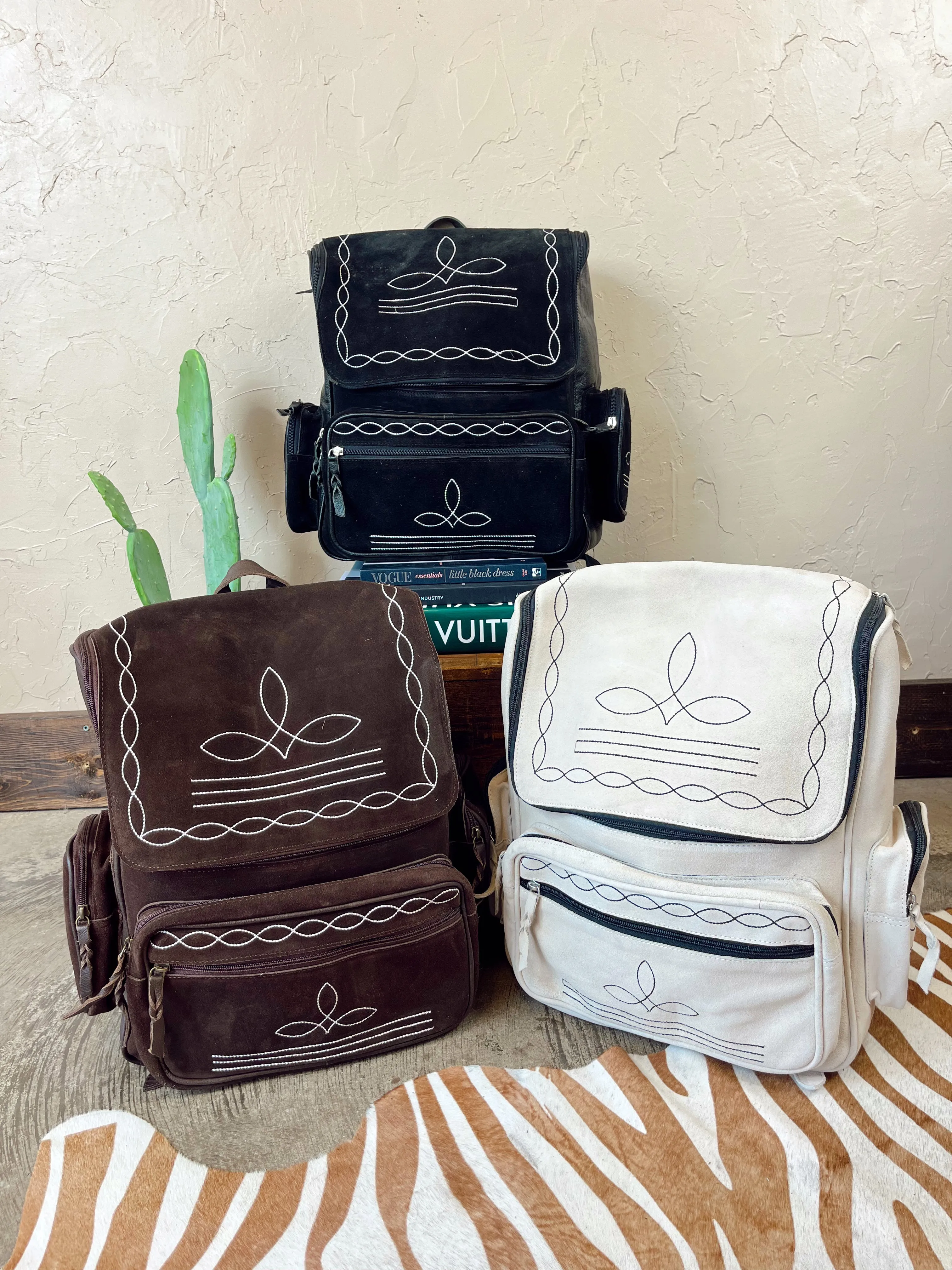 The Western Boot Stitch Backpack-Chocolate