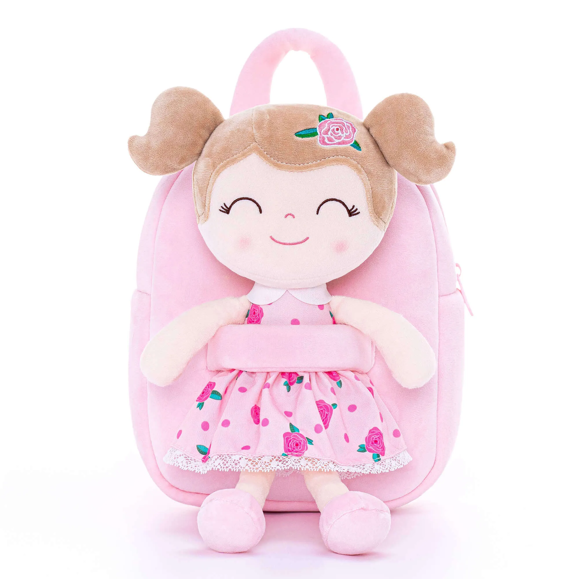 (US Only) Gloveleya 9-inch Flower Fairy Girls Dolls Backpacks Pink Rose