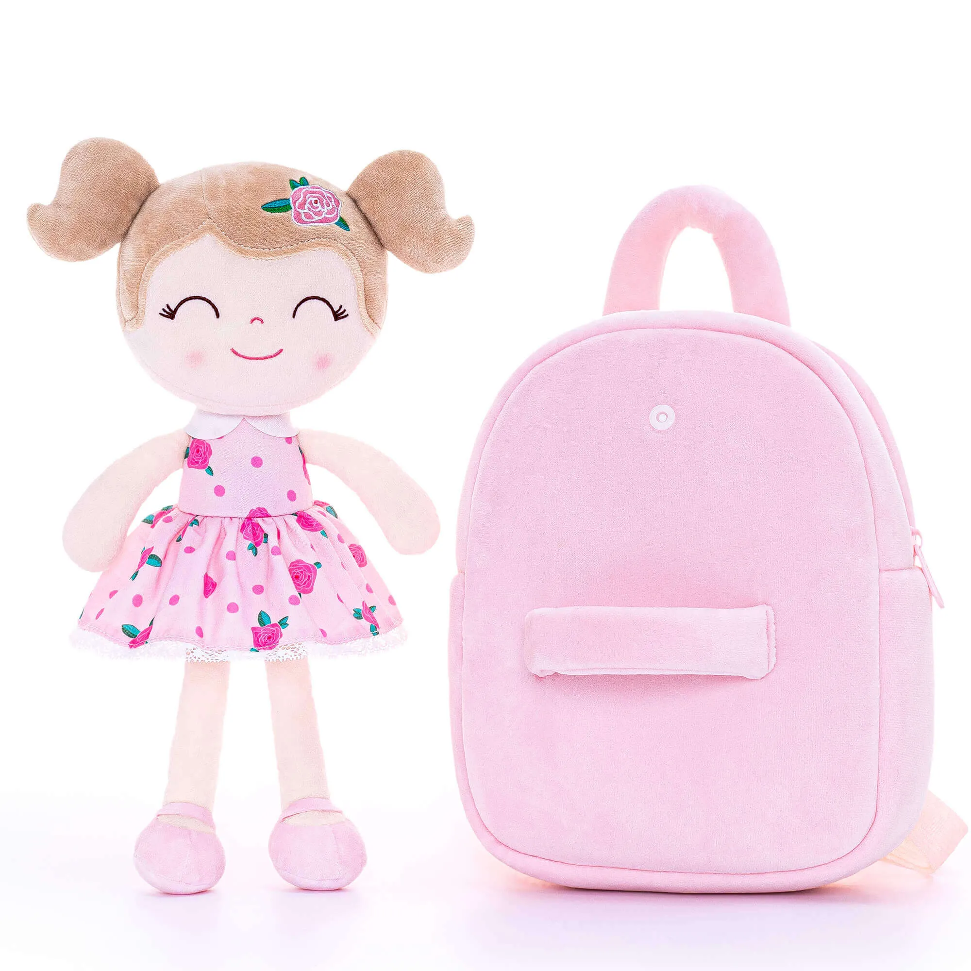 (US Only) Gloveleya 9-inch Flower Fairy Girls Dolls Backpacks Pink Rose