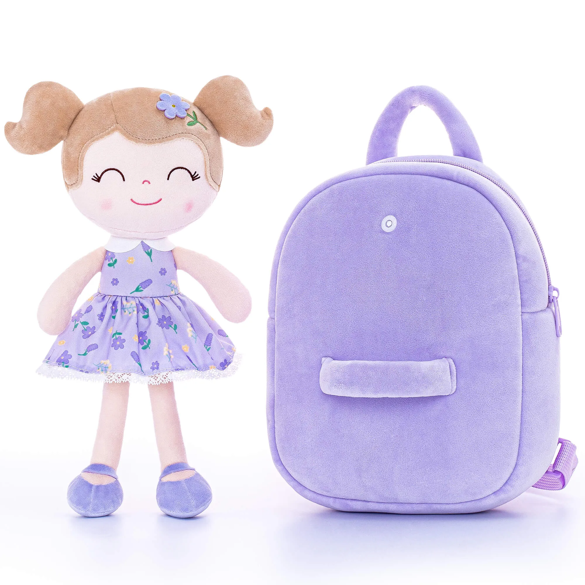 (US Only) Gloveleya 9-inch Flower Fairy Girls Dolls Backpacks Purple