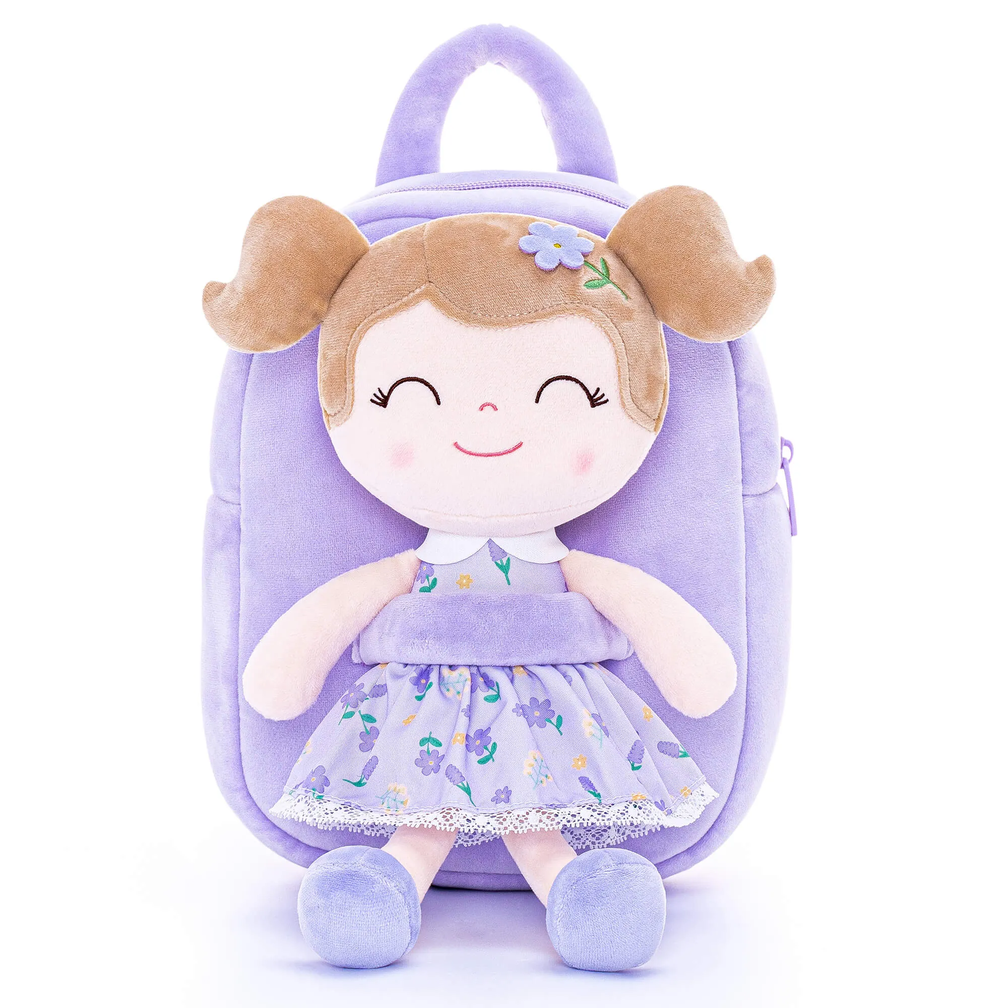 (US Only) Gloveleya 9-inch Flower Fairy Girls Dolls Backpacks Purple