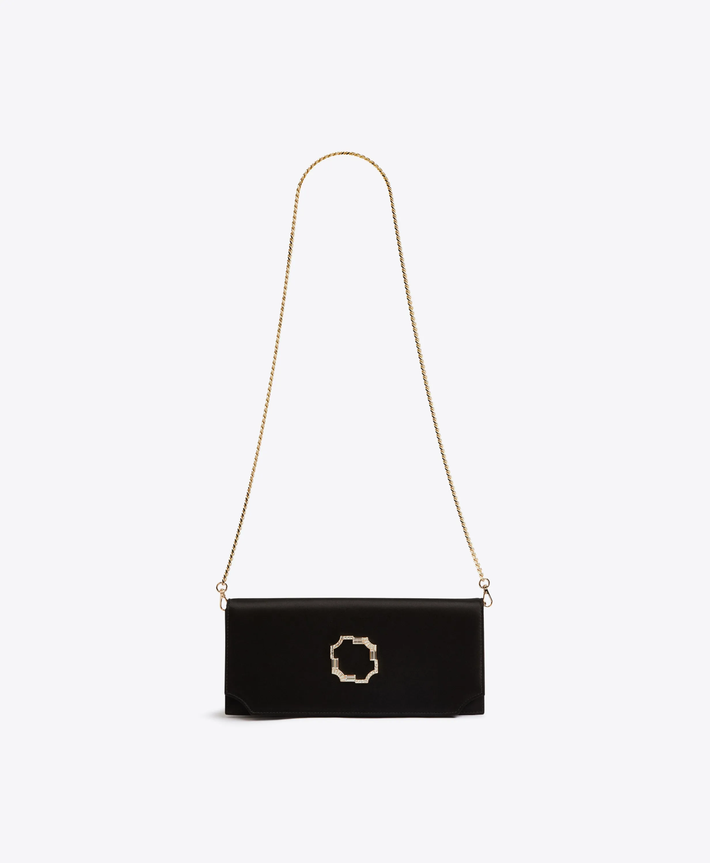 Vivien Black Satin Clutch Bag